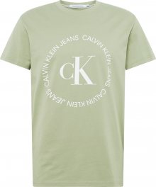 Calvin Klein Jeans Tričko světle zelená / bílá