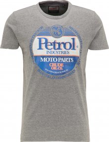 Petrol Industries Tričko šedý melír / bílá / modrá / oranžová