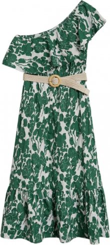 MANGO Plážové šaty zelená / bílá