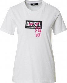 DIESEL Tričko bílá / černá / pink