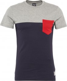Iriedaily Tričko \'Block Pocket 2 Tee\' modrá / šedý melír / červená