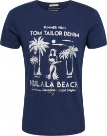 TOM TAILOR DENIM Tričko noční modrá / bílá