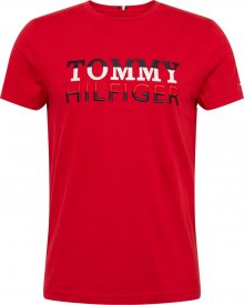 TOMMY HILFIGER Tričko červená / bílá / modrá