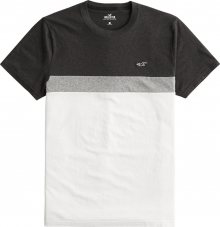 HOLLISTER Tričko černá / bílá / šedá