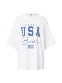 Missguided Oversized tričko \'Brooklyn\' bílá / modrá