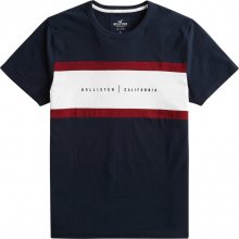 HOLLISTER Tričko námořnická modř / červená / bílá