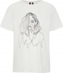 VERO MODA Tričko \'Doodle\' krémová / černá