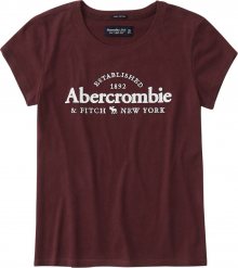 Abercrombie & Fitch Tričko burgundská červeň / bílá