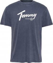 Tommy Jeans Tričko bílá / kouřově modrá