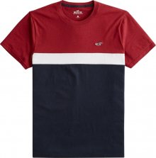 HOLLISTER Tričko bílá / červená / námořnická modř