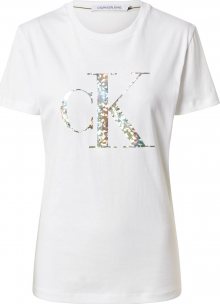 Calvin Klein Jeans Tričko bílá / stříbrná