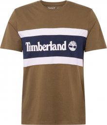 TIMBERLAND Tričko hnědá / námořnická modř / bílá