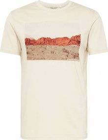 Marc O\'Polo DENIM Tričko béžová / červená / hnědá