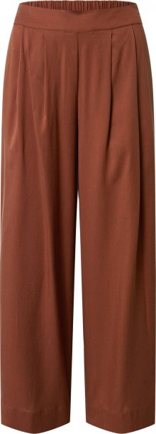 VILA Kalhoty se sklady v pase rezavě hnědá / hnědá