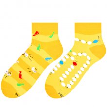 Krátké asymetrické pánské ponožky 035 žlutá/deskovka 39/42