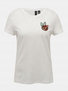 Vero Moda bílé tričko s potiskem Francis - S