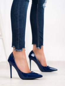 Praktické modré dámské  lodičky na jehlovém podpatku