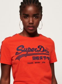 Oranžové dámské tričko s potiskem Superdry