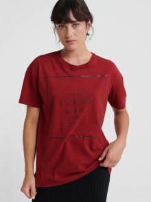 Červené dámské tričko s potiskem Superdry