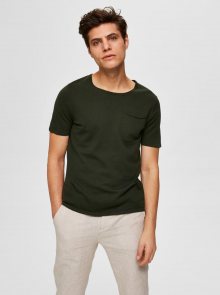 Khaki basic tričko Selected Homme