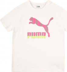 PUMA Funkční tričko bílá / pink / šedobéžová / svítivě zelená