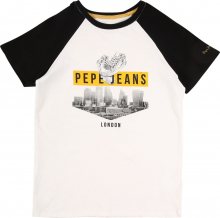 Pepe Jeans Tričko bílá / černá / žlutá
