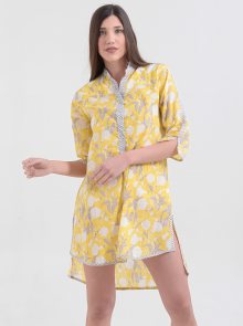 Žlutá květovaná dlouhá košile Ble