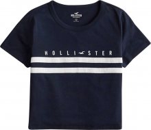 HOLLISTER Tričko bílá / námořnická modř