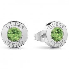 Guess Stylové náušnice pecky se zelenými krystaly UBE78106