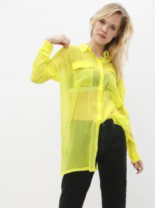 Neonově žlutá průsvitná košile Noisy May Neno  - S