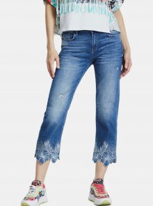 Modré zkrácené straight fit džíny Desigual - M