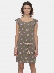 Khaki květované šaty Ragwear Tamy Flowers - XS