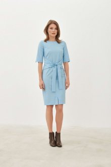 Pietro Filipi světle modré vlněné pouzdrové šaty