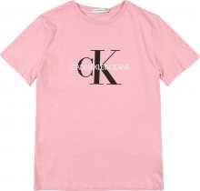 Calvin Klein Jeans Tričko \'MONOGRAM\' růžová / černá / bílá