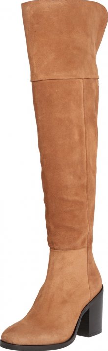 TOMMY HILFIGER Kozačky nad kolena koňaková