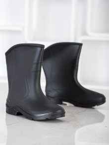 Výborné černé  gumáky dámské na plochém podpatku