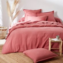Blancheporte Jednobarevné ložní prádlo, ze lnu v prané úpravě růžové dřevo napínací prostěradlo 90x190cm