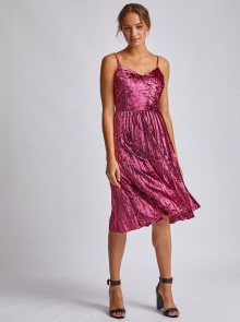 Růžové sametové šaty s plisovanou sukní Dorothy Perkins - XXL