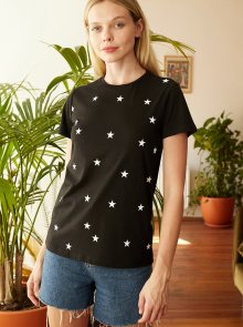 Černé vzorované tričko Trendyol - XS