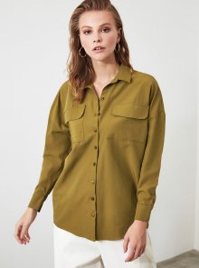 Khaki volná košile Trendyol - XS