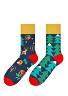 More 079 Pánské vzorované ponožky - Zimní vzor 43-46 červená