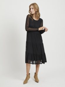 Černé šaty s průsvitnými rukávy VILA Davis