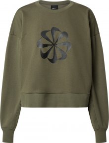 NIKE Sportovní mikina khaki / černá