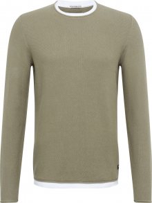 TOM TAILOR DENIM Svetr offwhite / olivová