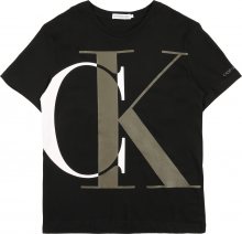 Calvin Klein Jeans Tričko khaki / černá / bílá