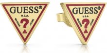 Guess Pozlacené trojúhelníkové náušnice s logem UBE29052