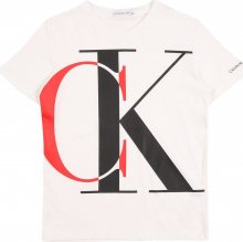 Calvin Klein Jeans Tričko bílá / černá / světle červená