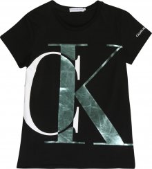 Calvin Klein Jeans Tričko černá / stříbrně šedá / bílá