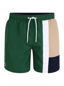 LACOSTE Plavecké šortky bílá / tmavě zelená / béžová