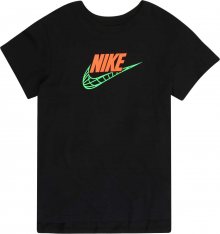 Nike Sportswear Tričko černá / svítivě zelená / jasně oranžová
